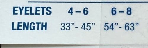 Size Chart for Leather Laces
