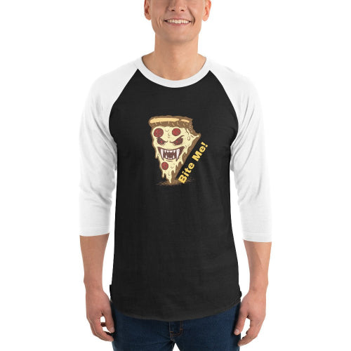 3/4 sleeve raglan shirt Evil Pizza with Bite Me! - Bientro