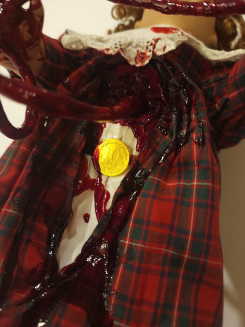 Little Apple Dumpling Altered Porcelain Bloody Horror Fan Doll - Bientro