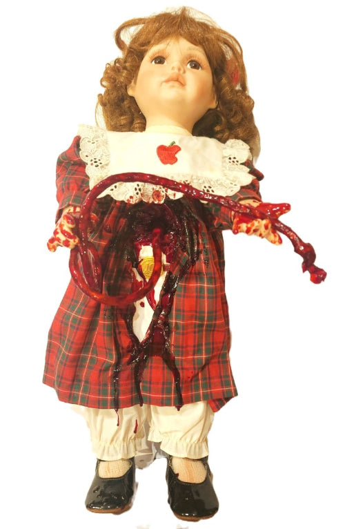 Little Apple Dumpling Altered Porcelain Bloody Horror Fan Doll - Bientro