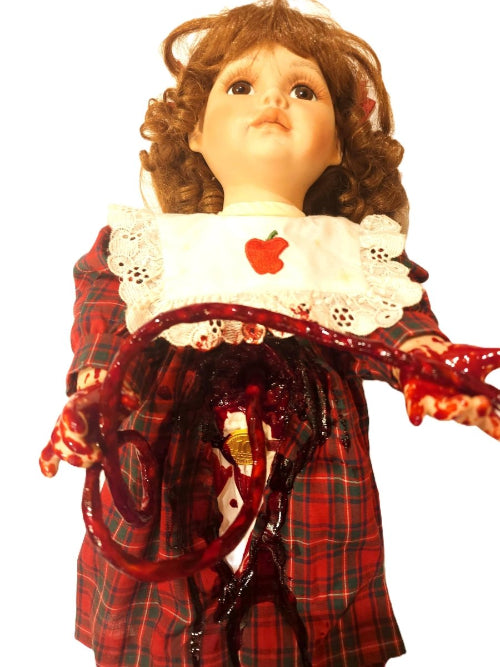 Little Apple Dumpling Altered Porcelain Bloody Horror Fan Doll - Bientro