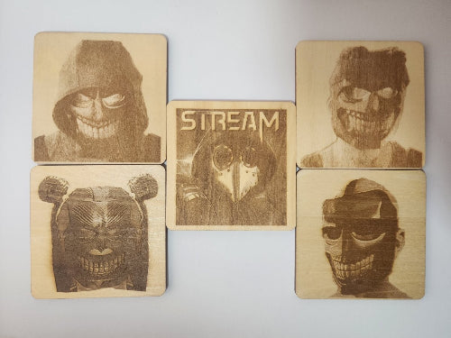 Officially Licensed STREAM Movie Set of 5 Thick Wood Coasters - Bientro