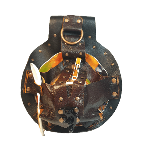 Steampunk Tea Cup, Saucer, and Spoon in a Leather Holster - Bientro